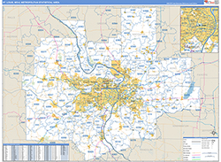 St. Louis Metro Area Wall Map Basic Style 2026